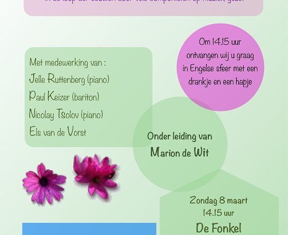 Zondag 8 maart Vivace Helmond zingt Shakespeare