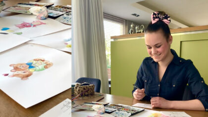 Isabelle maakt tekeningen voor bewoners in zorgcentra