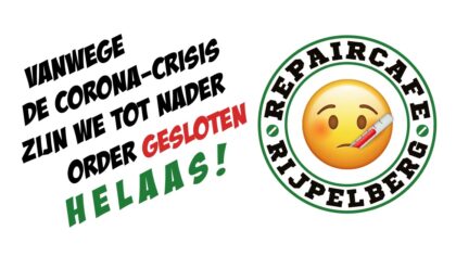 Repaircafé Rijpelberg gesloten vanwege coronamaatregelen
