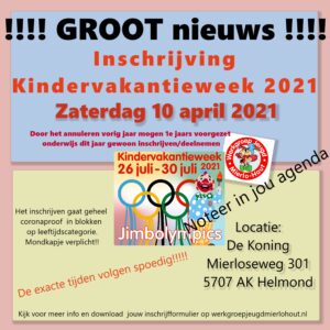 Inschrijving Kindervakantieweek Mierlo-hout @ de Koning | Helmond | Noord-Brabant | Nederland