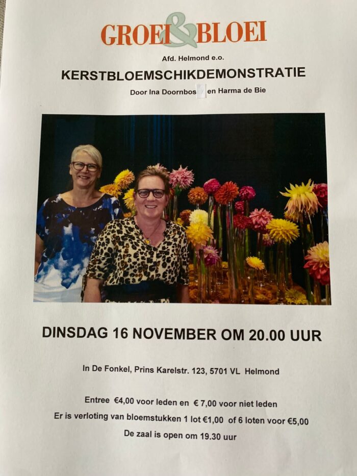 Kerstbloemschikdemonstratie Groei en Bloei