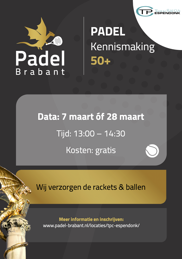 Gratis padelclinic voor 50 plussers
