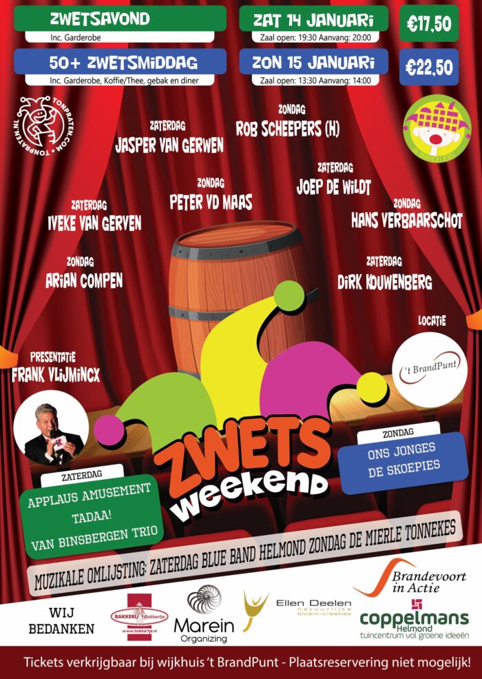 14 januari Zwetsavond in ’t BrandPunt in Brandevoort
