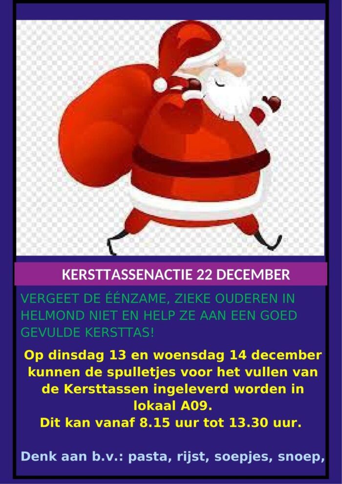 Kersttassenactie Jan van Brabantcollege voor de eenzame-zieke ouderen in Helmond