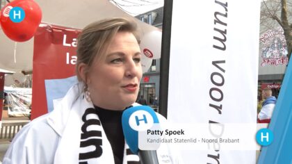 Politieke partijen flyeren op de markt in Helmond