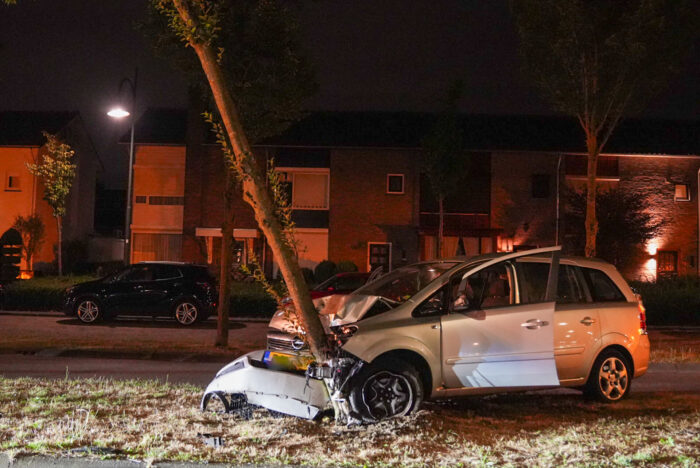 Auto knalt tegen een boom op de Nachtegaallaan
