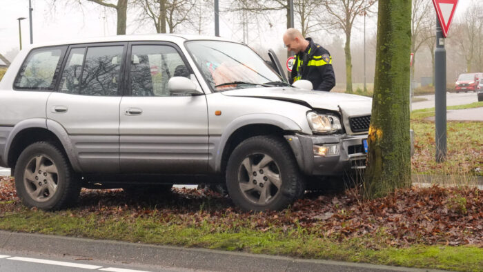 Auto botst tegen boom op Rijpelbaan